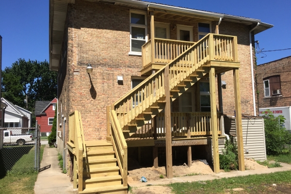 Multi-unit stairway rebuilt to code